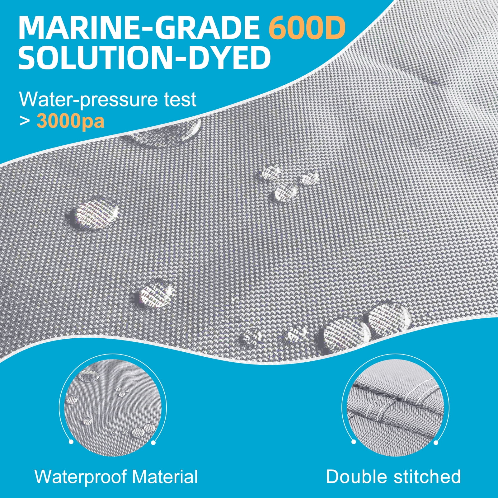 Seapisode 600D Kayak Cover,Heavy Duty Tear Resistant Canoe Cover, Waterproof & UV-Proof Trailerable Kayak Covers for Outdoor and Indoor Storage(Fits 9.3-10.5ft）Gray