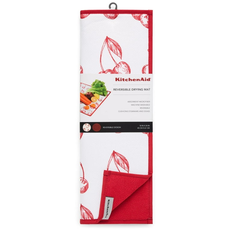 KitchenAid Pique Printed Dish Drying Mat, Multicolored, 18