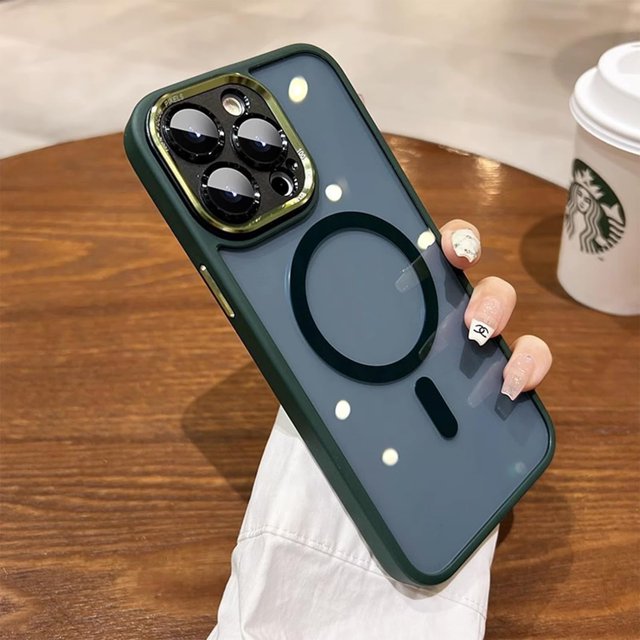 OVFD Zentric Funda para teléfono iPhone, Tintada a prueba de golpes, magnética, transparente, de silicona acrílica, compatible con iPhone 15, 14, 13, 12 Pro Max (gris, para iPhone 15 Pro Max)