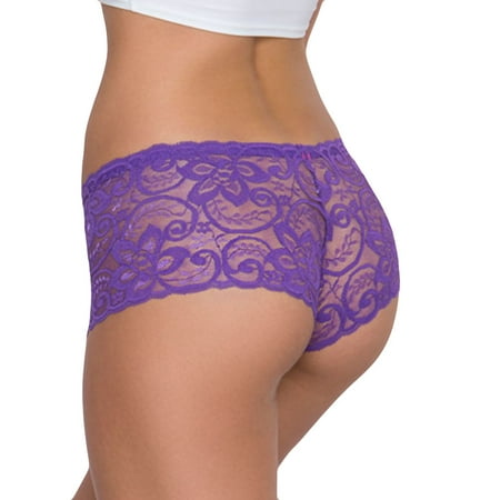 

EHTMSAK Lace Seamless Hipster Panties Comfort Low Rise Underwear Invisible Stretch Bikini for Women Purple L