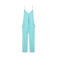 thumbnail image 4 of hotojiny Womens Jumpsuits V Neck Sleeveless Casual Overalls Spaghetti Straps Loose Long Pants Rompers with Pockets, 4 of 6