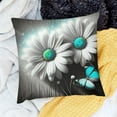 thumbnail image 2 of Wuche Blue Butterfly White Daisy Square Throw Pillow Cover for Living Room Couch Bed Sofa Short plush Pillow Cushion Case for Farmhouse Home Decoration Set of 1 18*18inch, 2 of 5