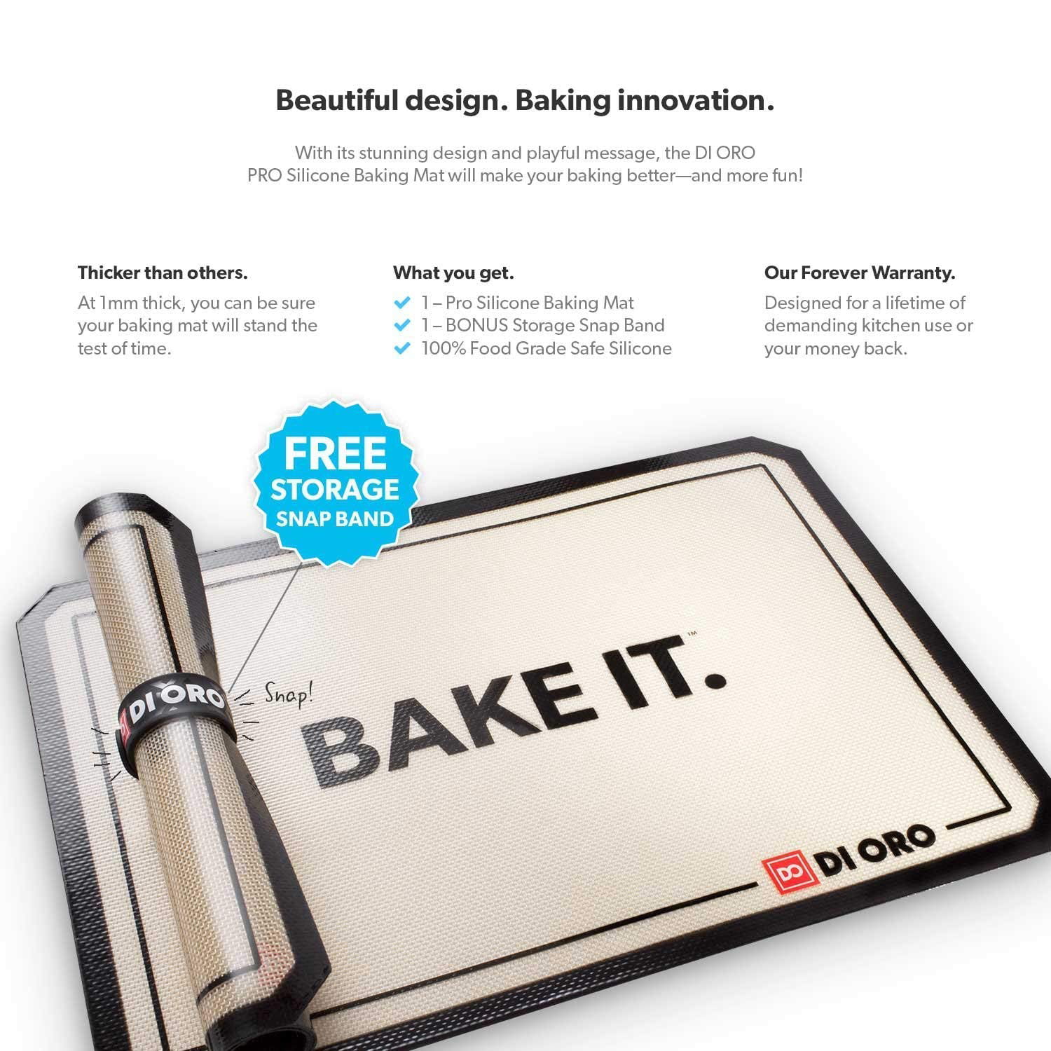 DI ORO Silicone Mats for Baking - Baking Mats Silicone for Baking Sheets -  480°F