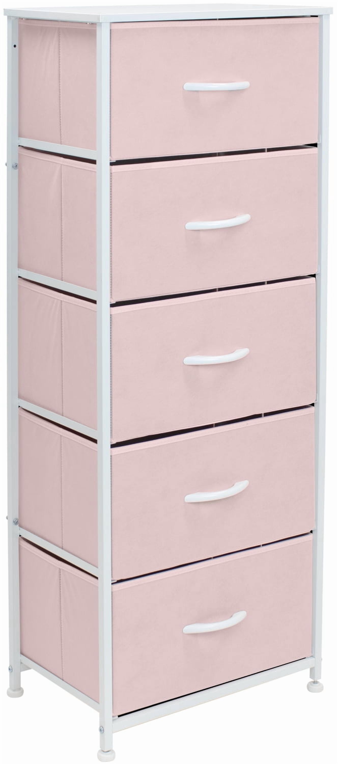Sorbus Wood Handle 5 Drawers Closet Drawer Organizers, Pink