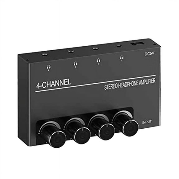 4 Channel Headphone Amplifier Stereo Audio Amp, Splitter with 3.5MM Output and Input