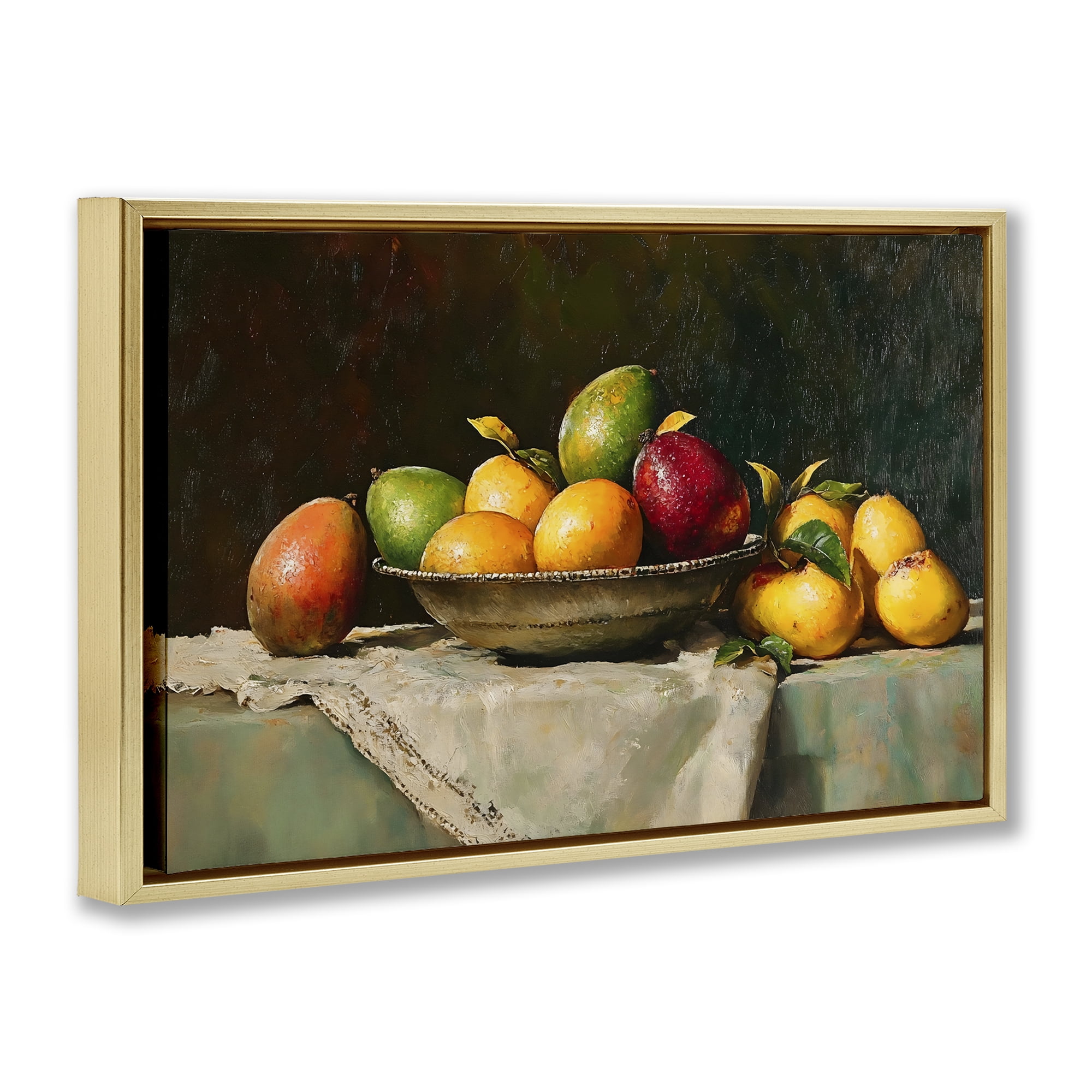 Stupell Industries Fancy Table Fruit Arrangement Gold Framed Floater Canvas Wall Art, design by Creative Studio