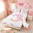 thumbnail image 2 of Meiyoeat Kawaii Bow Letter S Full Size Sheets for Women Girls, Girly Pink Princess BowknotBed Sheets, 4 Pieces, 2 of 5