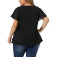 thumbnail image 3 of Agnes Orinda Women's Plus Size Top Flutter Sleeve V Neck Layered Ruffle Blouses 4X Black, 3 of 6