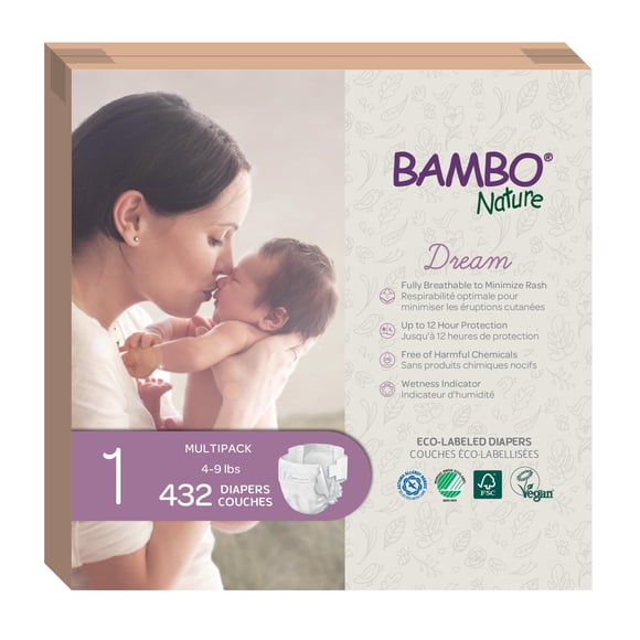 Pañales hipoalergénicos Bambo Nature Dream, tamaño 1 (432 unidades)