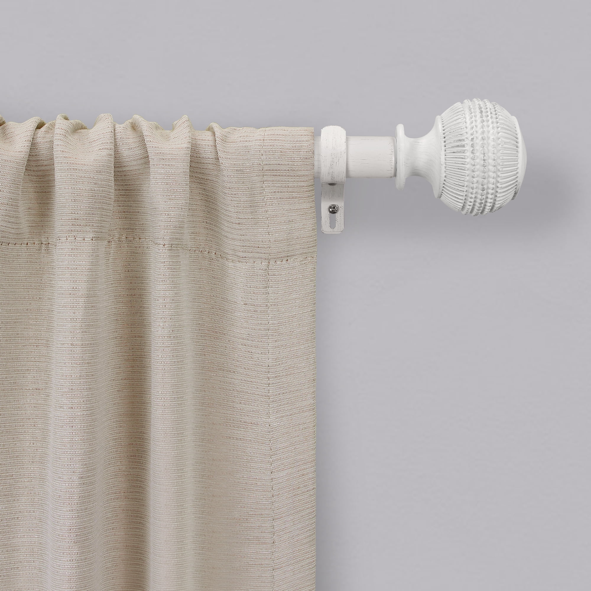 Better Homes & Gardens 1 in. White Wood Poly Single Curtain Rod, 120-180"