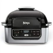 Restored Ninja Foodi 5-in-1 4-qt. Air Fryer, Roast, Bake, Dehydrate Indoor Electric Grill (AG302), 10" x 10", Black and Silver (Refurbished)