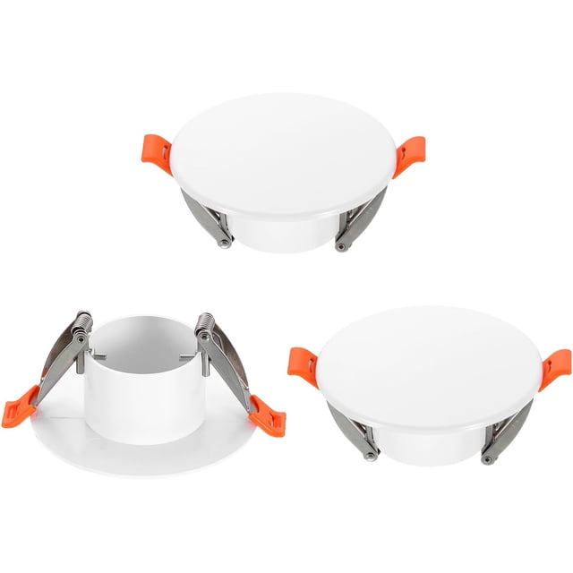 3.7-Inch Spring Mount Ceiling Cover Plates, Recessed Light Trim Wall, Downlight Hole Cap Decorative Panel with Buckle Fit 2-3.3inch Round Hole Ceiling Openings, White 3 Pack