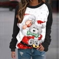 thumbnail image 1 of ICHUANYI Liquidación Camiseta de Blusa Superior con Cuello Redondo y Estampado navideño de Manga Informal para Mujer ICHUANYI WER202308245206, 1 of 5