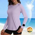 thumbnail image 2 of DAFEI Haut de Sport pour Femmes à Manches Longues, Col Rond, Séchage Rapide, Vêtement de Protection contre le Soleil, Randonnée et Course, 2 of 7