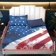 thumbnail image 6 of Jiueut American Flag Print 3 Pieces Twin Size Bed Sheet Set, Comfy Bedroom Sheet Decoration Cozy Easy Clean Fitted Sheet 2 Pillowcase for Women Men, 6 of 7