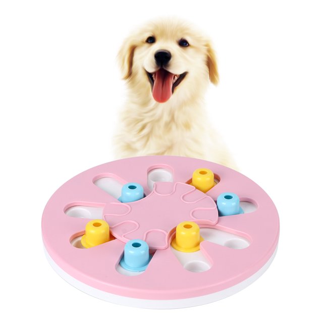 Innovative Multifunction Pet Dog Food Dispenser Anti Choke Bowl Turntable Educational Puzzle ToyPink