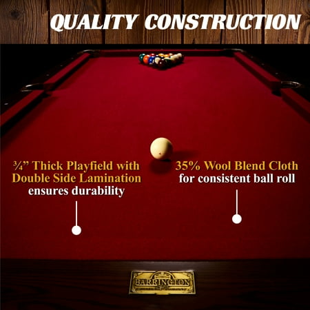 Barrington - Madison Billiard Table with Cue Rack - Red/Brown