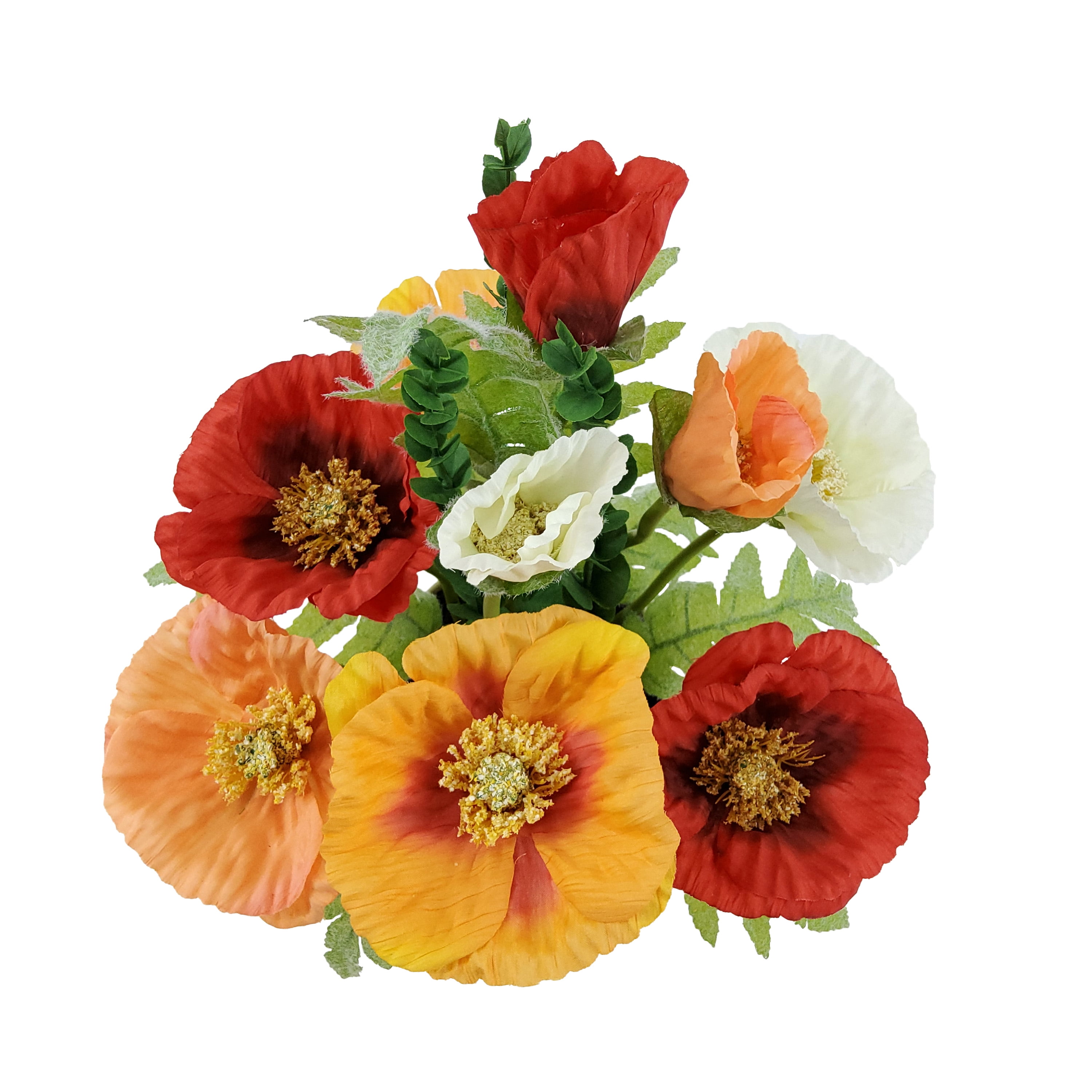Mainstays Indoor 14.5 Inch Artificial Polyester Poppy In White Plastics Pot, Orange Color, 1 Piece