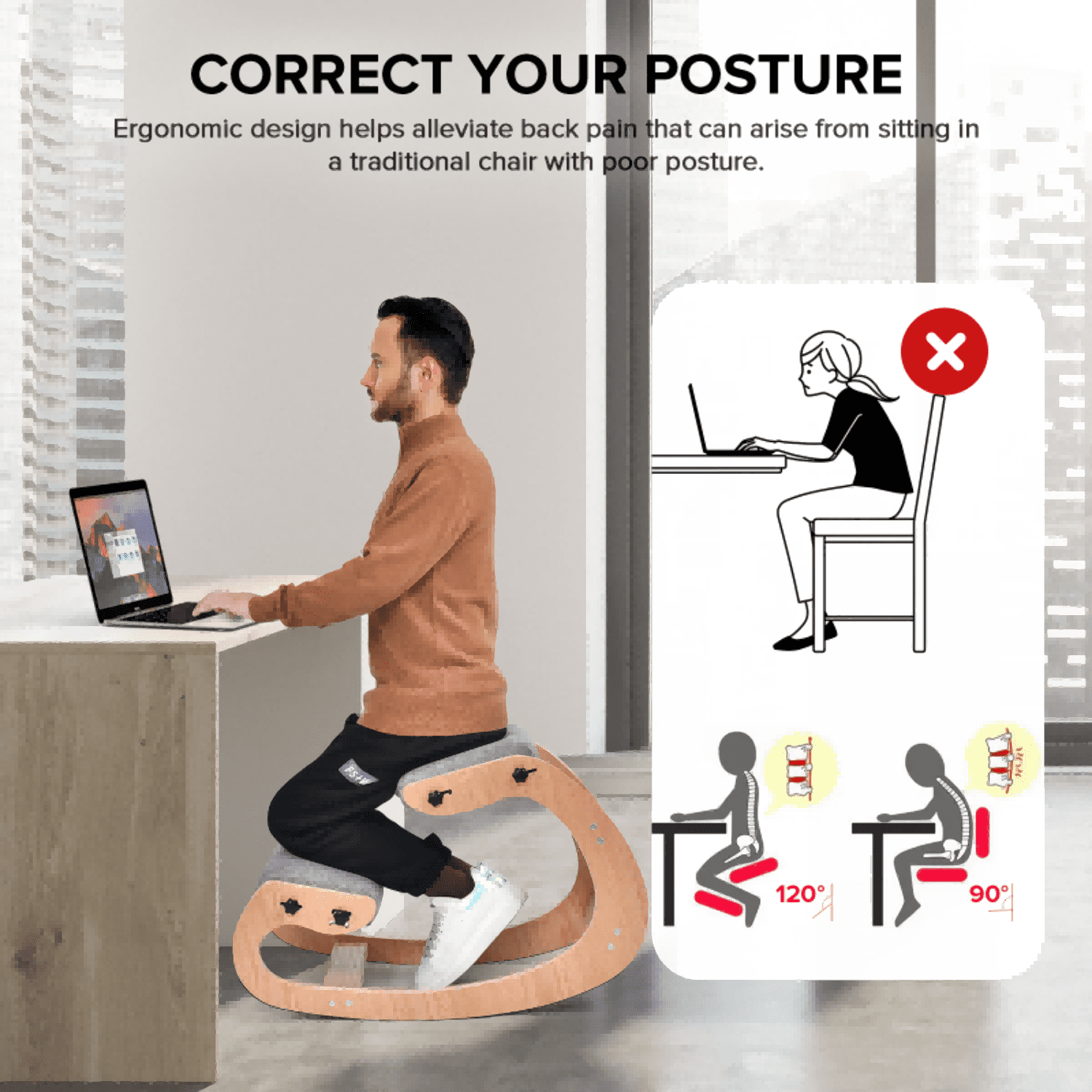 Woodty Ergonomic and Adjustable Design Office Chair, Black