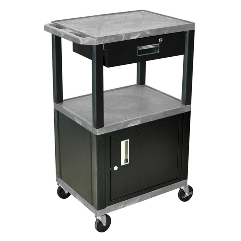 Luxor Open Shelf Cart with Locking Drawer and