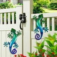 thumbnail image 6 of HONGLAND Metal Gecko Wall Art - 15 inch Lizard Outdoor Decor for Fence - Dynamic Garden Sculpture - Set of 2 in Green, 6 of 8
