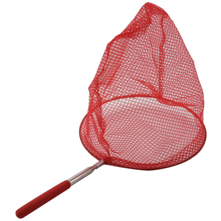 2X Outdoor Catching Catching Butterfly Net Fishing Net Bag Stainless Steel  Telescopic Fishing Net Tool Outdoor Net-Red 