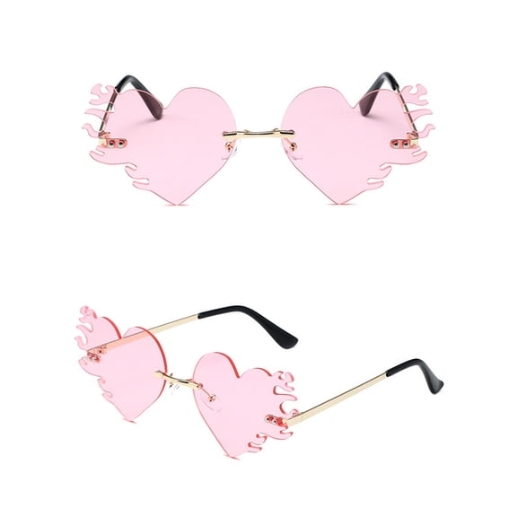 Harpily Sunglasses Mens Unisex Heart Shape Vintage Sunglasses Tone Retro Irregular Alloy Frame Fashion Shades with Flexibility and Texture