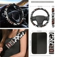 thumbnail image 3 of Yuyamidu Cow Print Car Front Seat Cover Set with Steering Wheel Cover Red Aztec Seat Belt Pads Armrest Cover Coasters Trash Bag Air Vent Storage Bag Rearview Mirror Cover Keychain, 12 Pack, 3 of 7