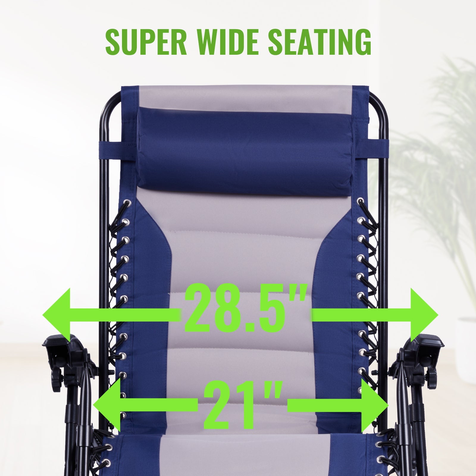 Backyard Expressions Deluxe XL Padded Recliner Chair – Ergonomic Anti-Gravity Lounger with Folding Design, Side Tray, and Adjustable Headrest