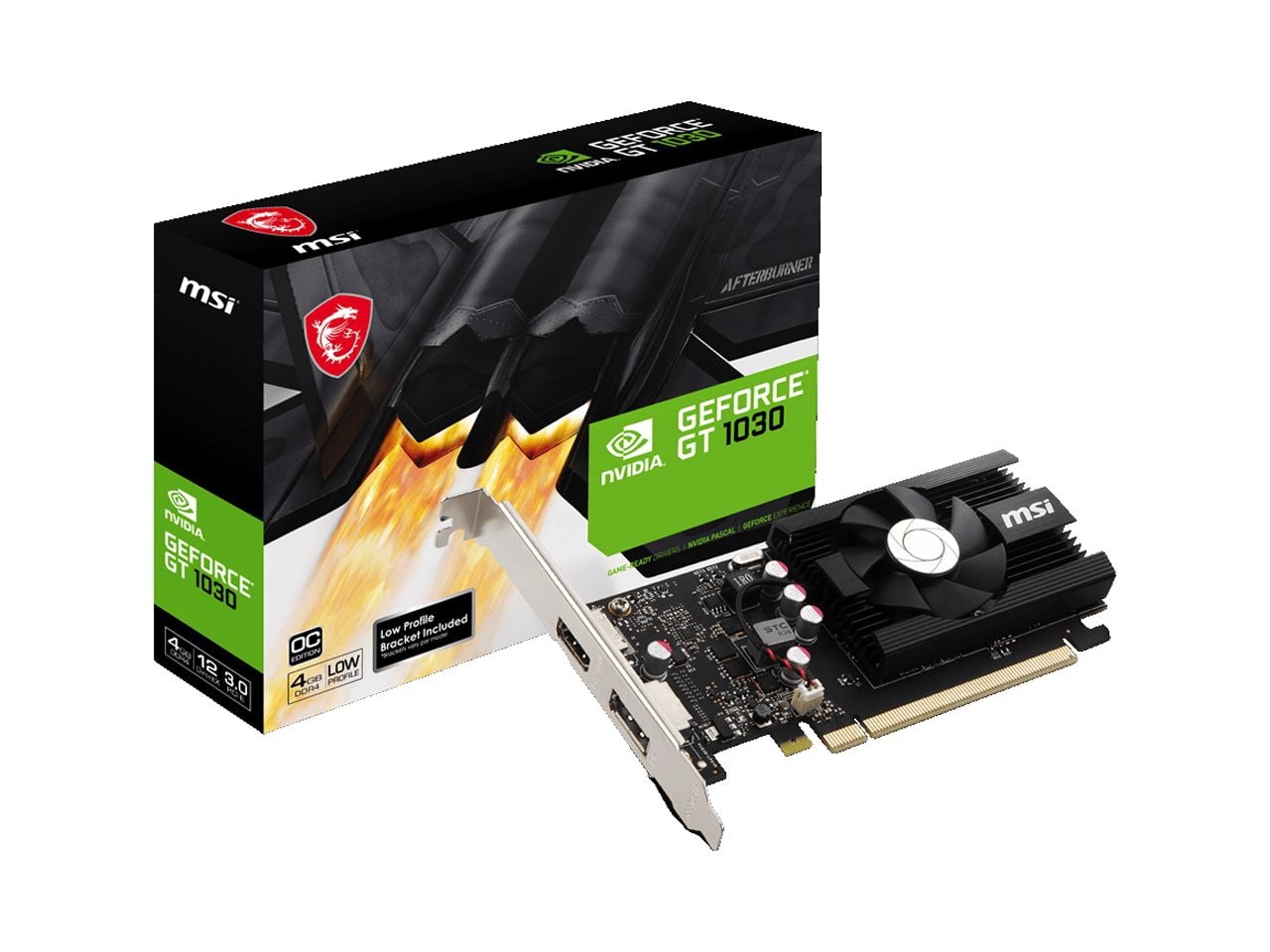 MSI GeForce GT 1030 4GB GDDR4 PCI Express 3.0 x16 (uses x4) ATX Video Card GT 1030 4GD4 LP OC