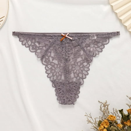 

Panties Clearance Women Trendy Lace Underwear Lingerie Thongs Panties Ladies Hollow Out Underwear Underpants Gray S