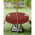 thumbnail image 3 of Christmas Tablecloth Red Green Plaid Round Outdoor Tablecloths 60 Inch, Patio Table Cloths with Umbrella Hole and Zipper, Xmas Buffaloered Table Cover for Outdoor Tables Dining Xmas Holiday Party, 3 of 6