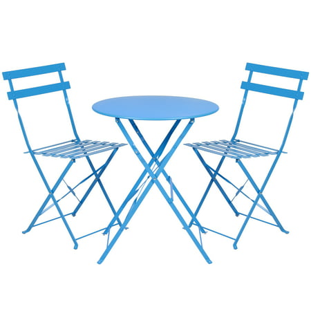 Best Choice Products Metal 3-Piece Portable Folding Outdoor Bistro Set, (Blue Curacao Best Brand)