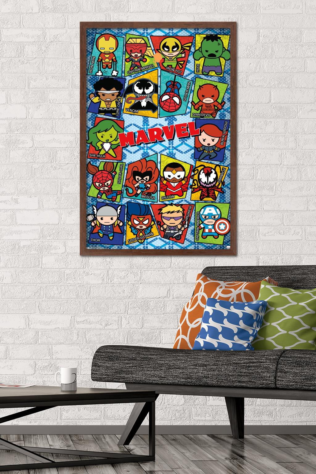 Marvel Comics - Kawaii Grid Wall Poster, 22.375" x 34", Framed