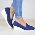 thumbnail image 2 of JINMGG Wedges for Women Plus Clearance Fashion Women Platform Casual Wedge Heel Flat Large Size Hollow Single Shoes Blue 38, 2 of 5