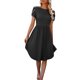 thumbnail image 2 of VISgogo Vestido casual para mujer Cuello redondo Split Manga corta Cintura alta Dobladillo curvo Vestidos de color sólido VISgogo moda, 2 of 6