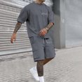 thumbnail image 2 of CONFREE Mens 2 Peice Shorts Sets Casual Men's Summer Outfits Set Letter Graphic Tshirts Shorts Athletic Sweat Suit for Men, 2 of 8