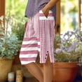thumbnail image 2 of Cmfcve Women's Capri Knee Length Printed Dressy Casual Elastic Waist Linen Summer Pants with Pockets, 2 of 5
