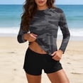 thumbnail image 2 of Qingpeng Womens Two Piece UV UPF 50+ Swim Shirt Bathing Suit Long Sleeve Rash Guard Swimsuits with Boyshort Bottoms, 2 of 7