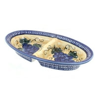 Blue Rose Polish Pottery Grapes Divided Dish