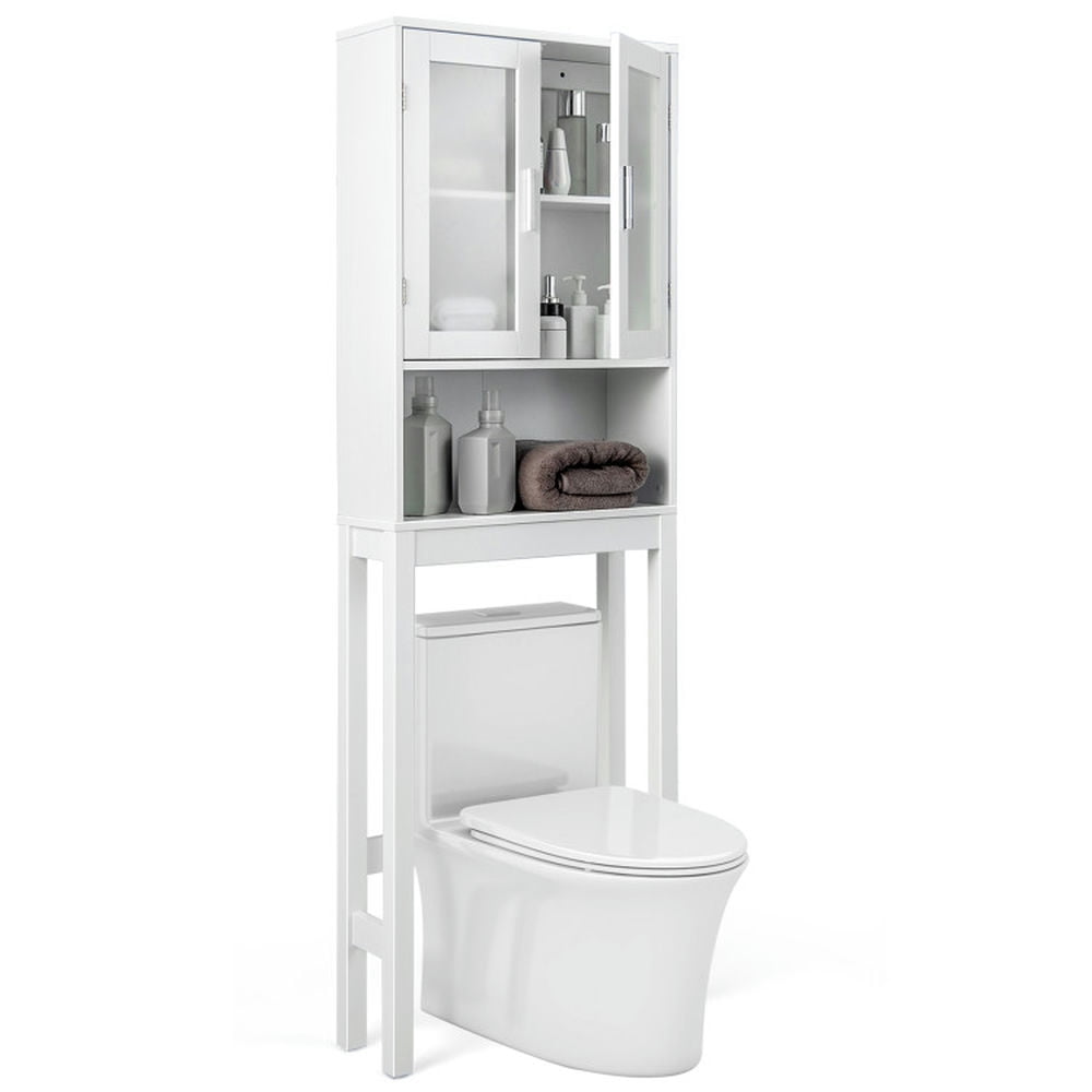 Finihen Toilet Storage Cabinet, Bathroom Cabinet Organizer, Over the Toilet Bathroom Storage Cabinet with Adjustable Shelf, for Bathroom, White