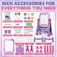 thumbnail image 5 of Easel for Kids, 4 in 1 Double Side Magnetic Chalk Board with Painting Accessories, Adjustable Standing Art Easel for Toddler, Kids Art Easel for Boys Girls Birthday Gift - Purple, 5 of 9