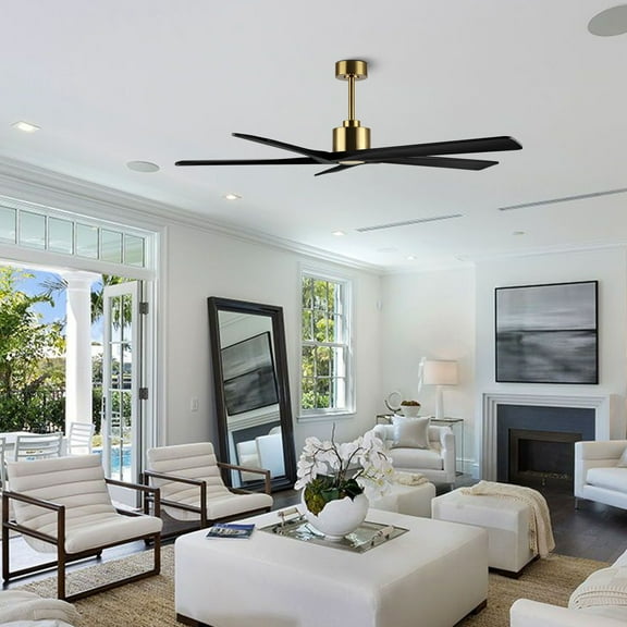 WINGBO  72" 6-Speed DC Motor Indoor Ceiling Fan without Lights - N/A Gold and Black