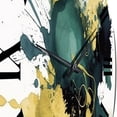 thumbnail image 3 of Designart "Azure, Teal, and Gold Brush II" Fractals Oversized Wall Clock, 3 of 5