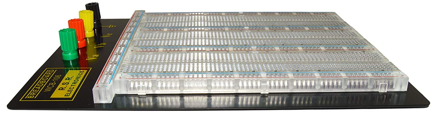 Solderless Clear Breadboard - 2,390 Tie Points, 4 Binding Posts, 9.4" x 7.7"
