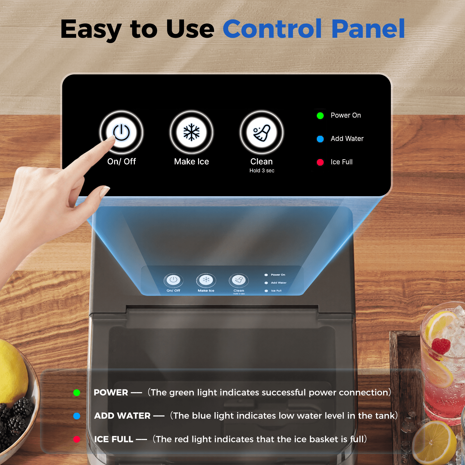 Nugget Ice Maker Countertop, 42lbs per Day Portable Ice Machine, 6 Mins Fast Ice Making, Self-Cleaning, Pebble Ice Making for Home, Party, Camping