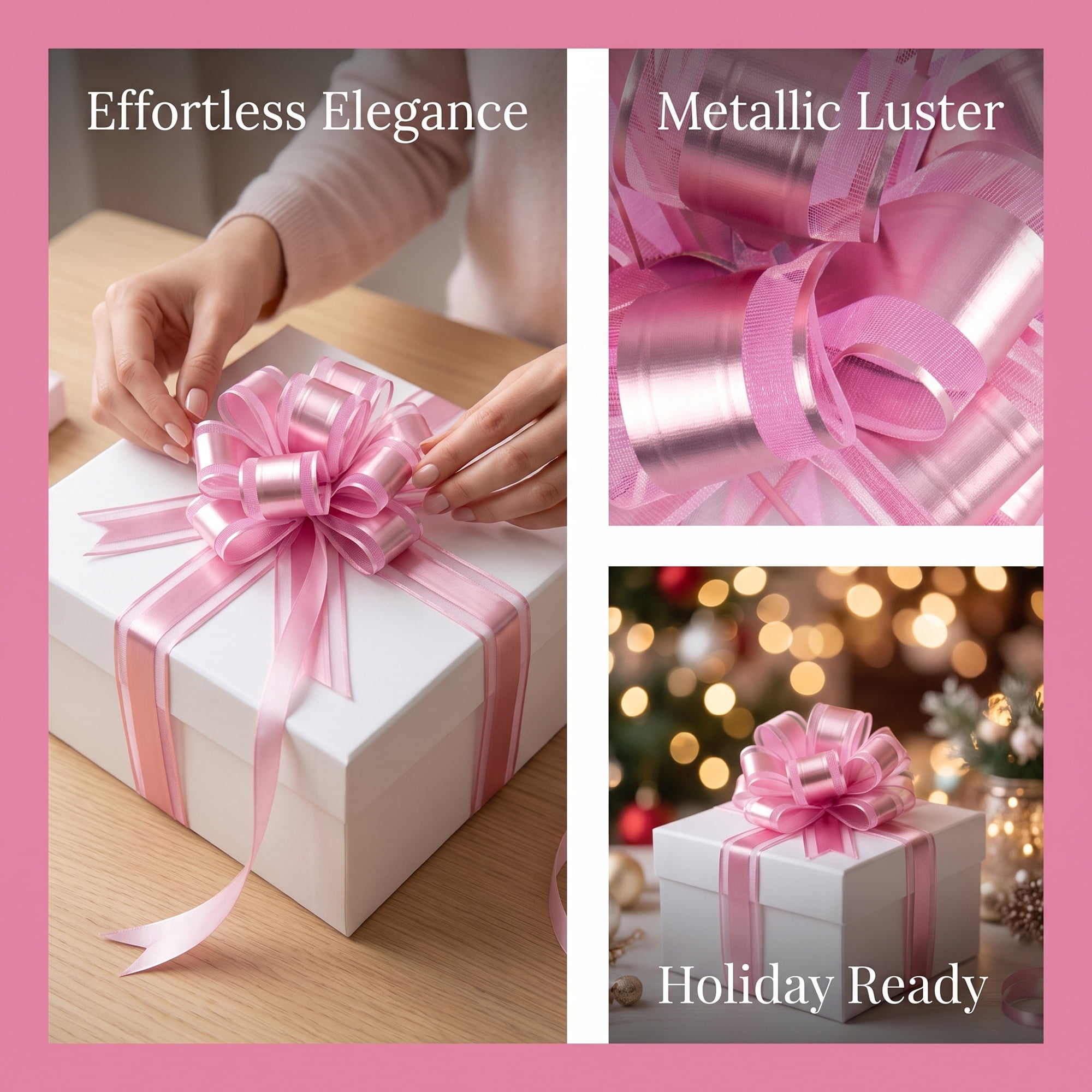 Unique Bargains Elegant Multi-Layered Star Bows for Gift Wrapping and Decoration Pink