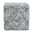 thumbnail image 4 of HomePop Cube Square Design Modern Tribal Pattern Fabric Ottoman in Black/White, 4 of 7