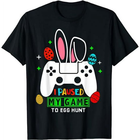 I Paused My Game To Egg Hunt Easter Funny Gamer Boys Kids T-Shirt