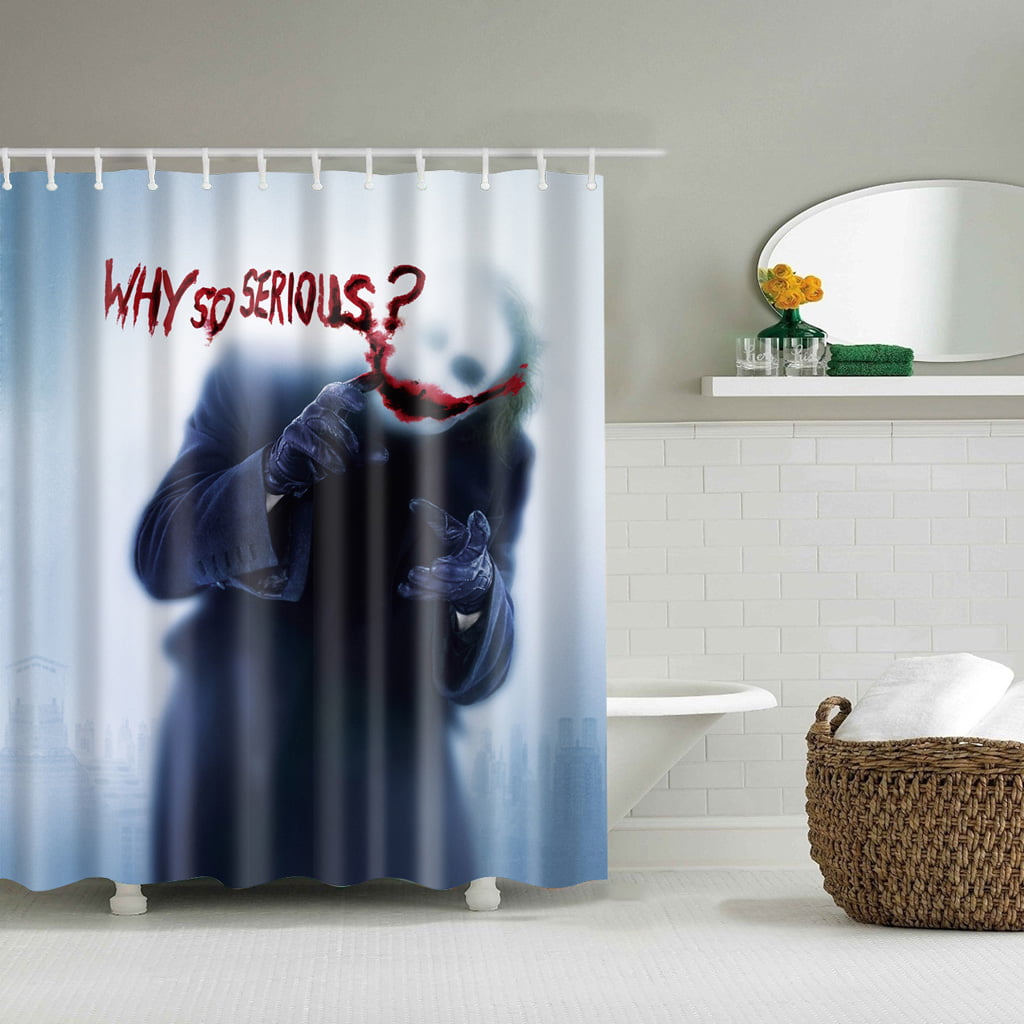 Joker Polyester Waterproof Bathroom Fabric Shower Curtain With 12 Hook 
